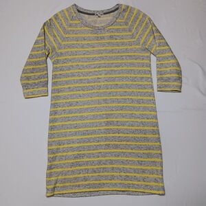 Gap Stripe Knit Dress Cotton Linen Blend Yellow Heather Gray‎ Size Small